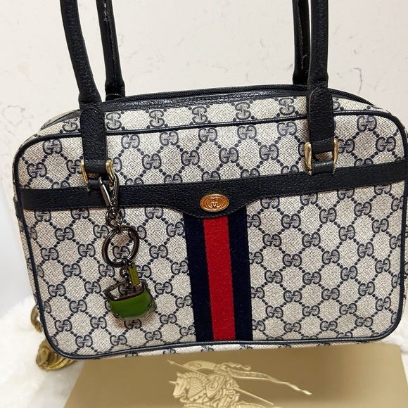 Authentic Burberry New Gunmetal & Forest Green Mini Purse Bag Charm / Keychain - Picture 7 of 11